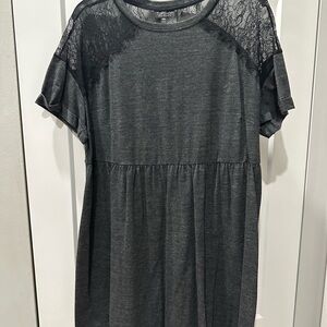 Topshop Lace Trim Gray Dress